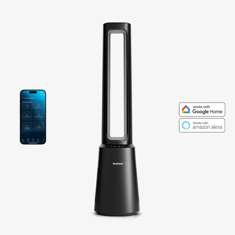 OmniAir 104 cm Premium Bladeless Tower Fan and Air Purifier with Smart App Control - Black