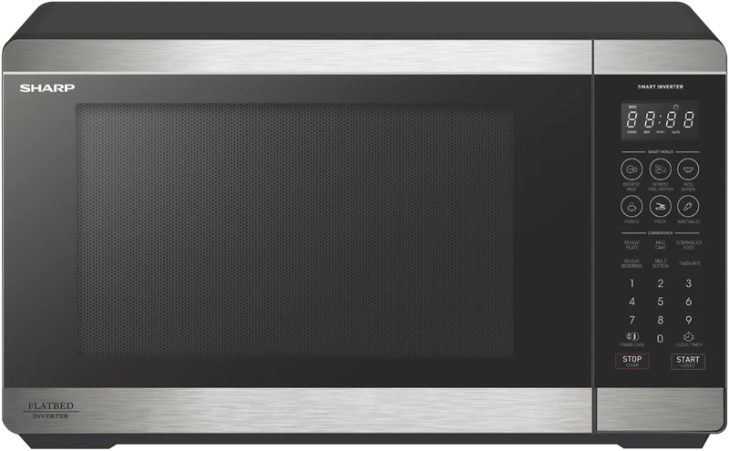 Sharp 26L 900W Flatbed Inverter Microwave Stainless Steel
