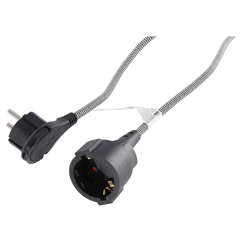 Q-Link verlengsnoer plat 3x1,5mm randaarde zwart 5m
