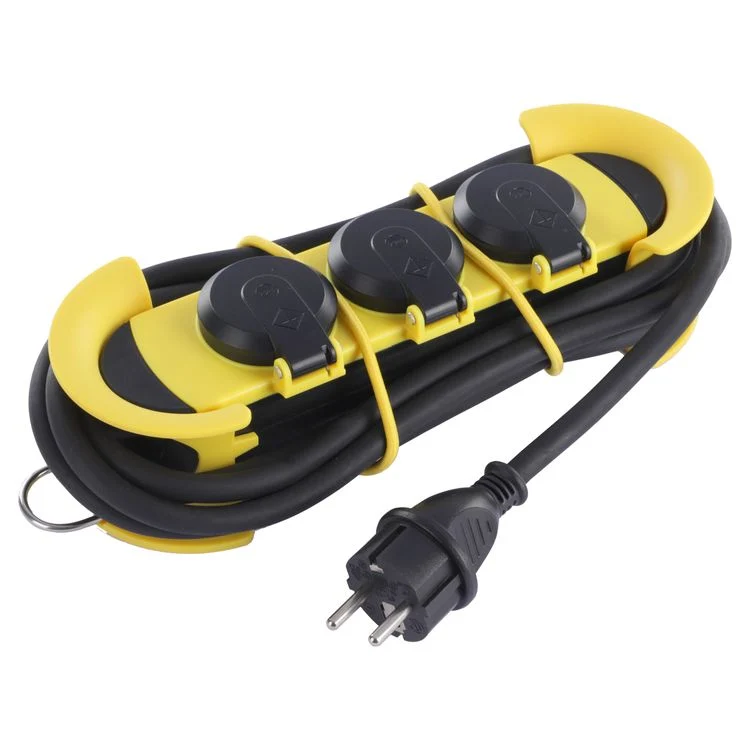 Q-Link stekkerdoos 3-voudig 3x geaard geel, zwart 3m