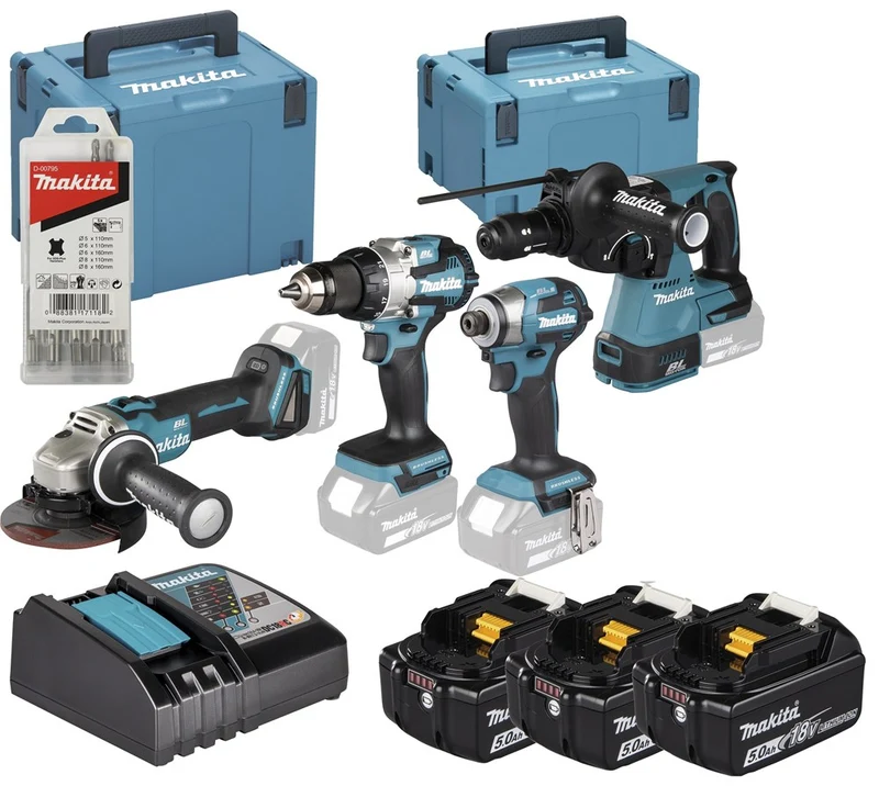 Makita DLX4196JX1 LXT 18V Combiset 4 Machines DDF489 + DTD173 + DHR243 + DGA504