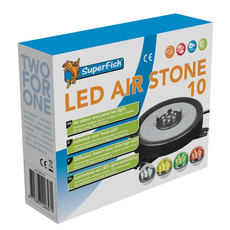Superfish Led Color Luchtsteen 10 cm - Beluchting met sfeerverlichting
