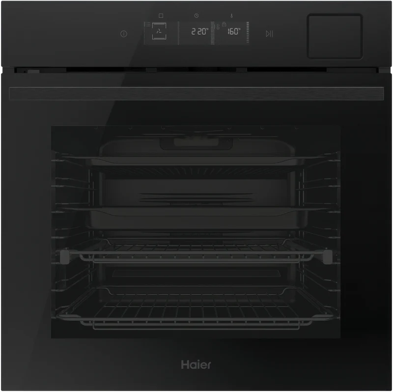 Haier 600 Series 60cm Pyrolytic Oven, 16 Function, Air Fry, Steam Assist, Black
