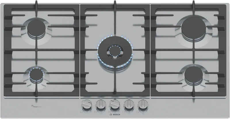 Bosch Series 6, 90cm Gas Cooktop - Stainless Steel