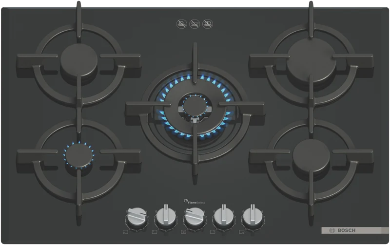 Bosch Series 6, 75cm Gas Cooktop Tempered Glass, Black