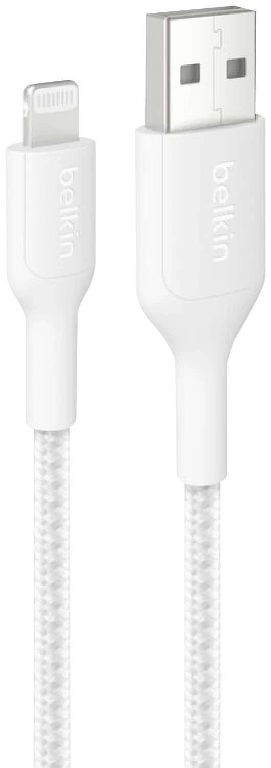 Belkin BoostCharge Braided USB-A Cable with Lightning Connector 1m White