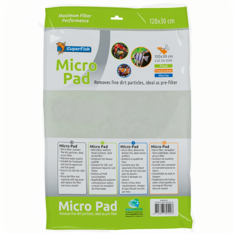 Superfish Micro Pad 120x30 cm - Fijn filterpad groot formaat aquarium en vijver