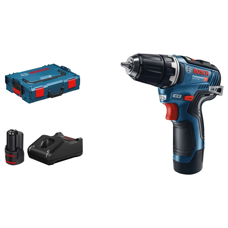 BOSCH GSR 12V-35 SCHROEFMACHINE 12V INCL. 2X 3,0AH ACCU / LADER GAL 12V-40