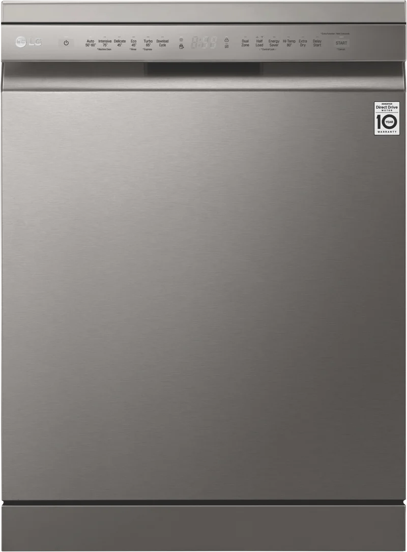 LG 60cm 14 Place QuadWash Freestanding Dishwasher, Platinum Steel