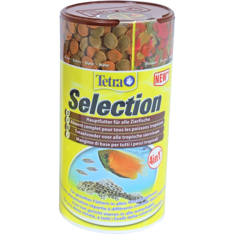 Tetra Selection 4-in-1 250 ml - vier voersoorten voor alle waterlagen in het aquarium