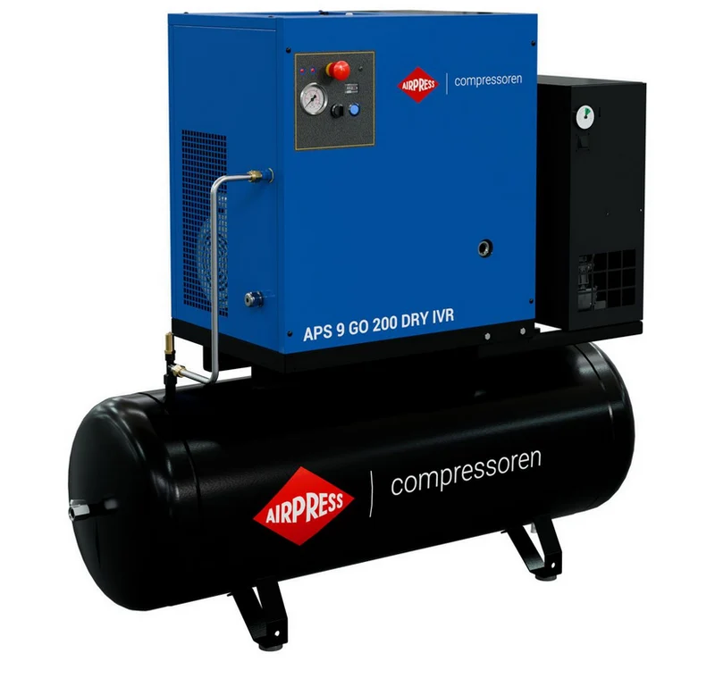 Airpress Schroefcompressor APS 9 GO 200 Combi Dry IVR 10 pk/7.5 kW - 361959-IVR