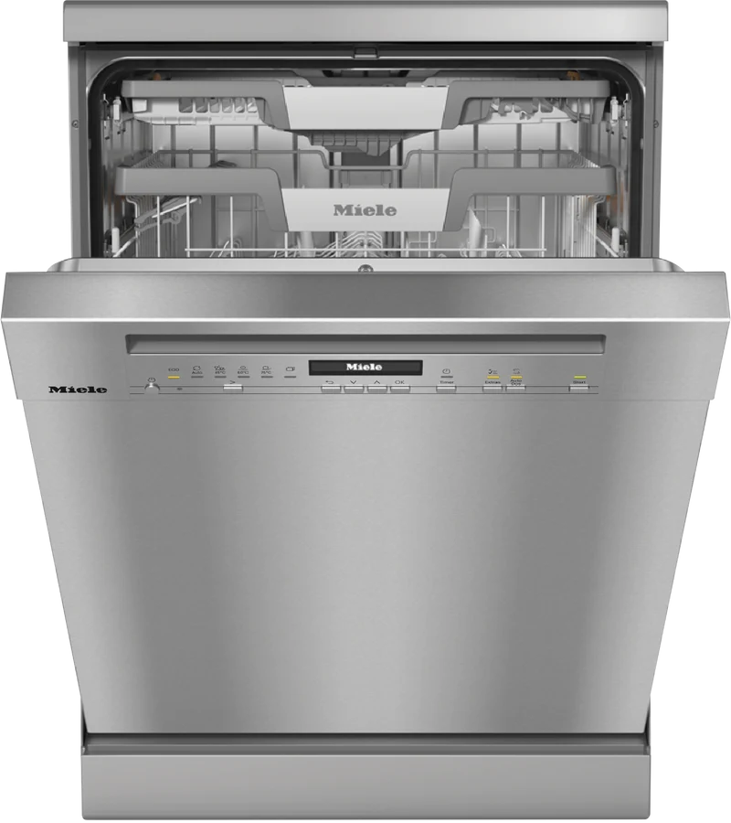 Miele 60cm Freestanding Dishwasher with AutoOpen Drying and Automatic Dispensing PowerDisk CleanSteel