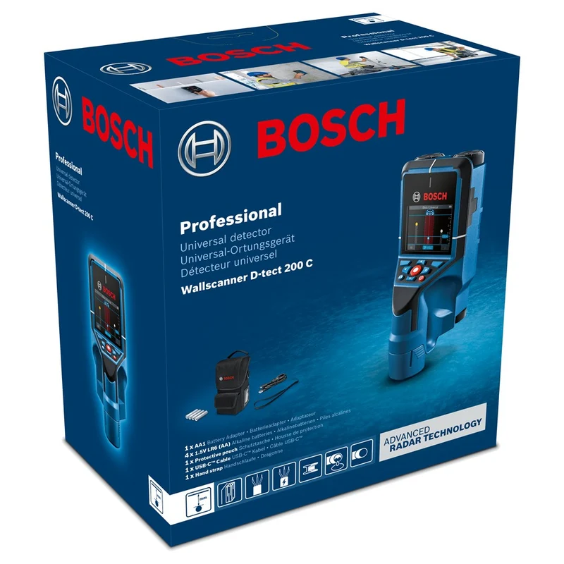 Bosch DETECTOR D-TECT 200 C + 4X BATTERIJ 1,5V