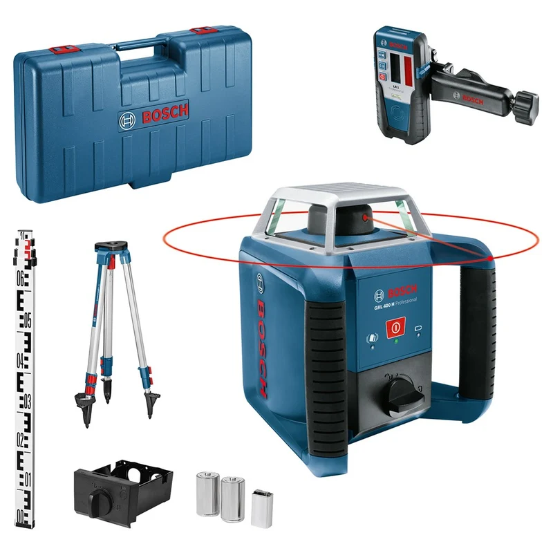 BOSCH GRL 400 H + BT 152 STATIEF +GR2400TRICASE, OPLADER - ROTATIELASER