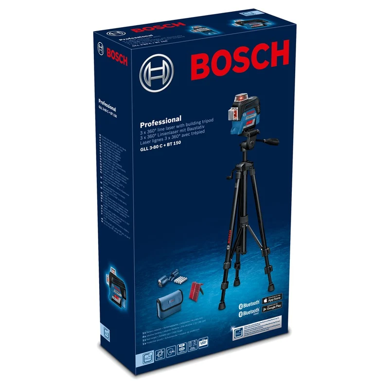 BOSCH GLL 3-80 C LIJNLASER GLL 3-80 C, 4X BATTERIJ 1,5 V LR6 (AA),