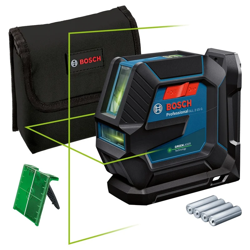 BOSCH GLL 2-15 G LIJNLASER GLL 2-15 G, LB 10, OPBERGTAS, 4X AA BATT