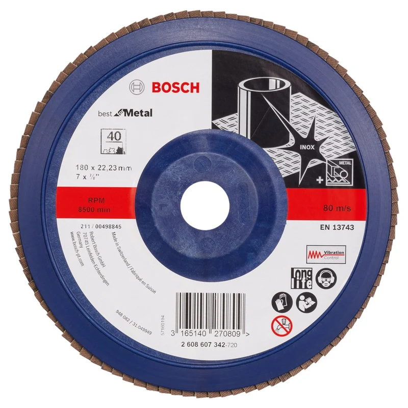 Bosch LAMELLENSCHUURSCHIJF DIAM. 180 MM, KORREL 40, RECHTE UITVOERING