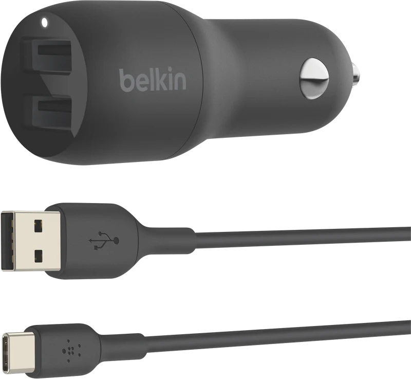 Belkin Dual 24W USB Car Charger with USB-C Cable