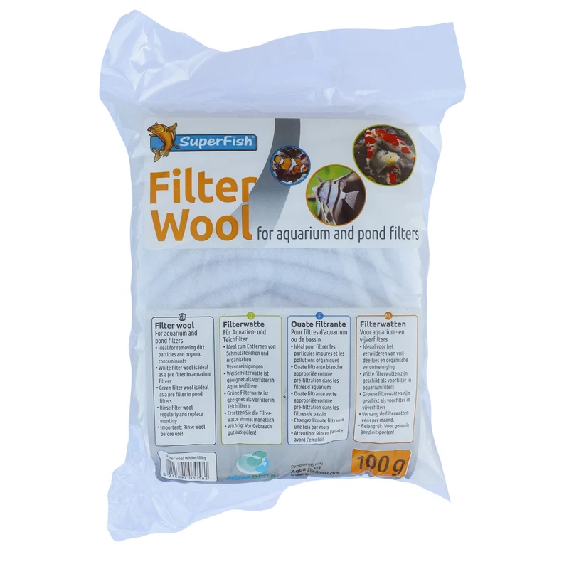Superfish witte filterwatten 100 gram - Fijn filtermedium voor helder aquarium- en vijverwater