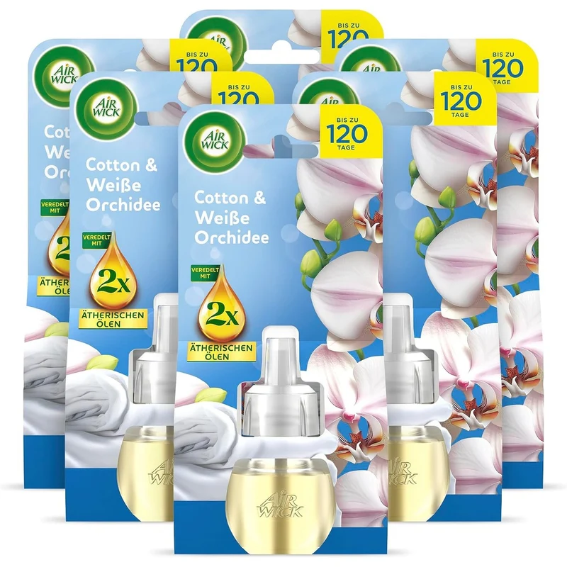 Air Wick Geurstekker navulling katoen en witte orchidee 6 x 19 ml