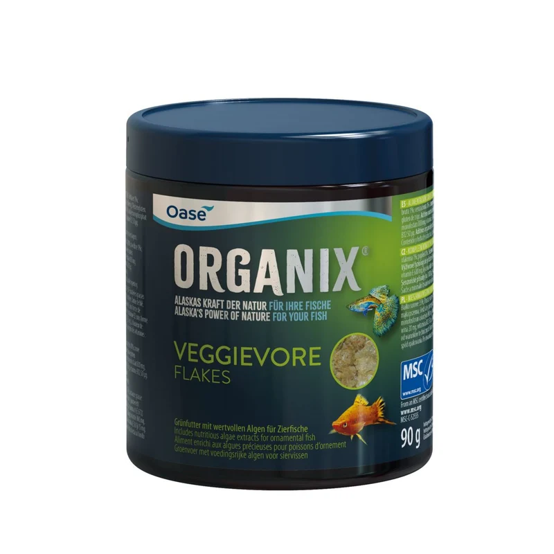 Oase ORGANIX Veggievore Flakes 550 ml - plantaardig vlokkenvoer voor herbivore aquariumvissen