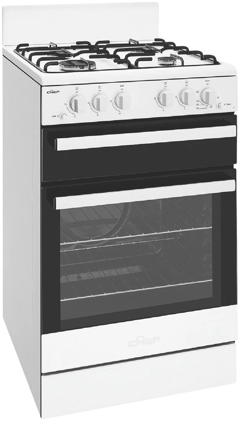 Chef 54cm Gas Freestanding Cooker, White