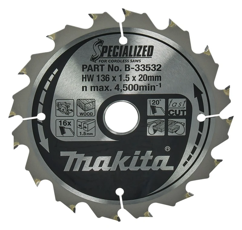 Makita CIRKELZAAGBLAD HOUT 136X20X1,5 16T 20G