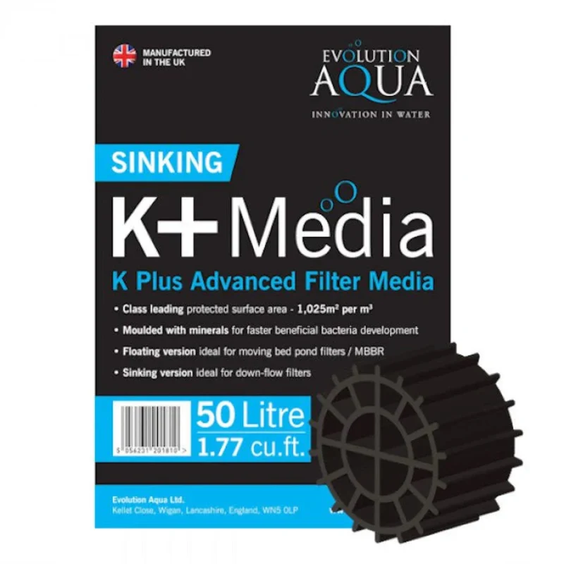 Evolution Aqua K+ Filter Media zwart 50 liter - Zinkend filtermedium voor statische filters