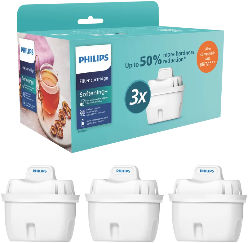 Philips 3 x Micro X-Clean Softening+ Filters 3 Pack Hanging Packaging