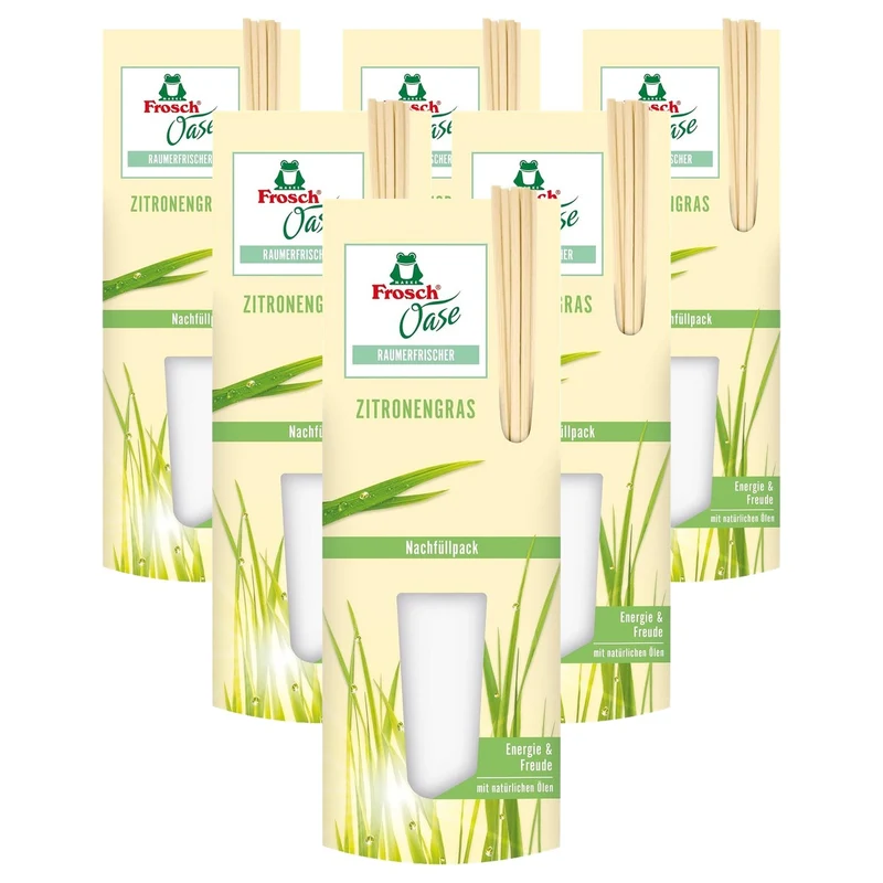 Frosch Oase kamerverfrisser citroengras frisse navulverpakking, 6 x 90 ml - Voordeelverpakking