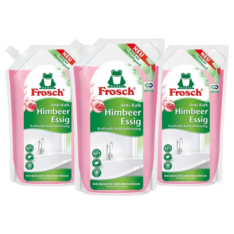 FROSCH Raspberry Azijn Anti-kalkreiniger Navulzak 3 x 950 ml - Voordeelverpakking