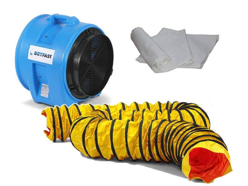 Dryfast DAF7500LSAU Stofafzuigset Auxiaal Ventilator met Slang 10m en Stofzak
