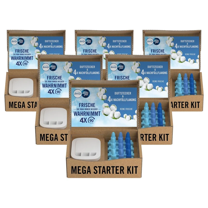 Febreze 3Volution geursteker starterkit + 4 navullingen - 6-pack