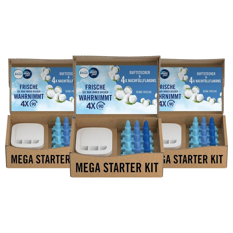Febreze 3Volution geursteker starterkit + 4 navullingen - 3-pack