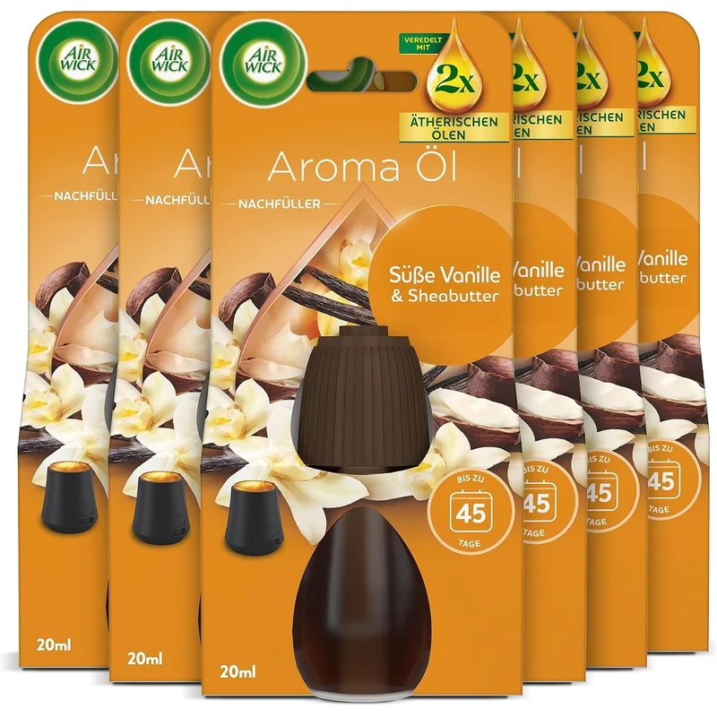 Air Wick Aroma-olie navulling Zoete Vanille & Sheaboter 6 x 20 ml