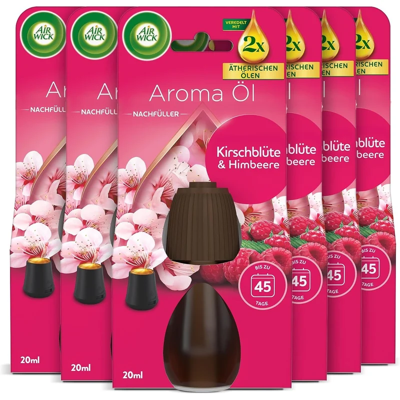 Air Wick Aroma-olie navulling Kersenbloesem Framboos 6 x 20 ml