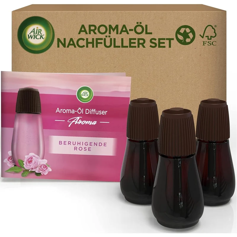 Air Wick Aroma-oliediffuser Navulset Kalmerende Roos 3 x 20 ml