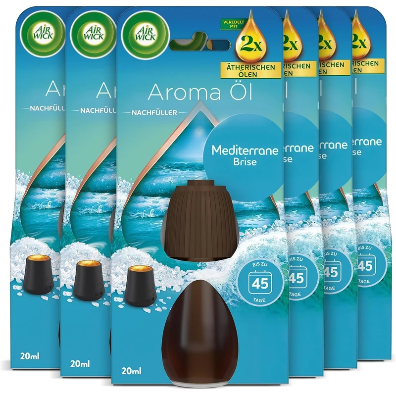Air Wick Aroma-olie navulling Mediterrane bries 6 x 20 ml