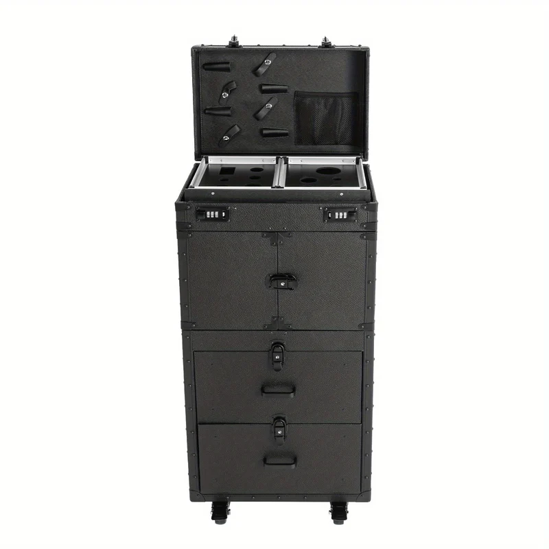 Kapperswagen – Kappers Trolley – Werkwagen – Salon Trolley – Make-up Organizer – Ruime Opbergruimte – Stevig Aluminium Frame & ABS Buitenlaag