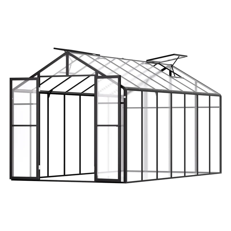 Kas – Kweekkas – Tuinkas – Groentenkas – Serre – Aluminium Frame – UV-bestendige Polycarbonaatpanelen 8 x 14 Ft
