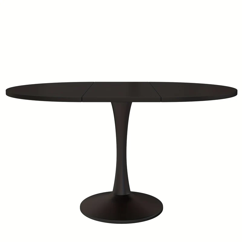 Uitklaptafel – Klaptafel – Vouwtafel – Eettafel – Uitschuifbare Tafel – Ovaal – Ruimtebesparend Design – Stevige Zwarte Basis