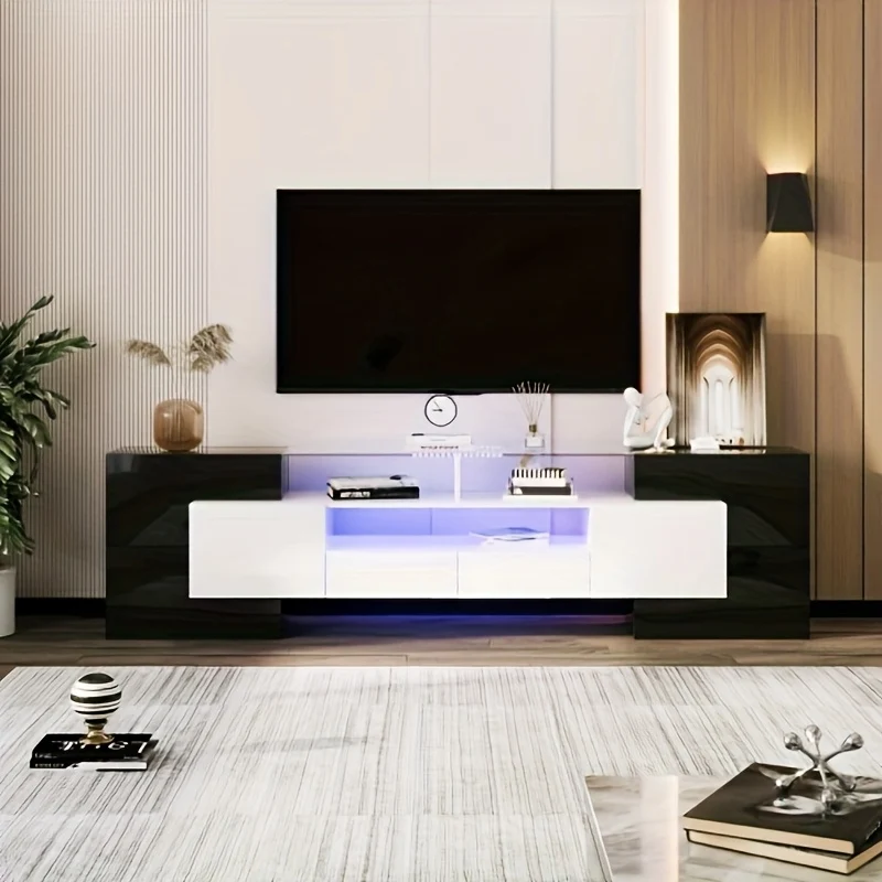 TV-meubel – TV-kast – TV-dressoir – Entertainmentmeubel – TV-standaard – Zwart-Wit Design – Geschikt voor TV tot 165 cm – Ruime Opbergruimte