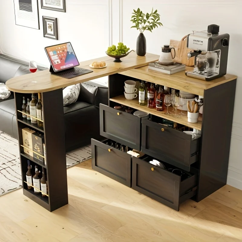 Keukeneiland – Keukenkast – Buffetkast – Keukentrolley – Eetkamerwagen – Modern Design – Duurzaam Niet-Hout – Veel Opbergruimte – Zwart – Compact & Robuust