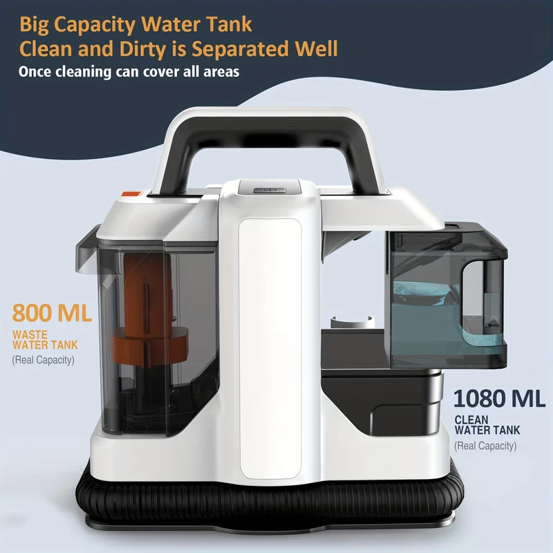 Tapijtreiniger – Vlekverwijderaar – Meubelreiniger – Bekledingsreiniger – Sofa- en Gordijnreiniger – Krachtige Zuigkracht 15 kPa – Grote Schoonwatertank 1080 ml