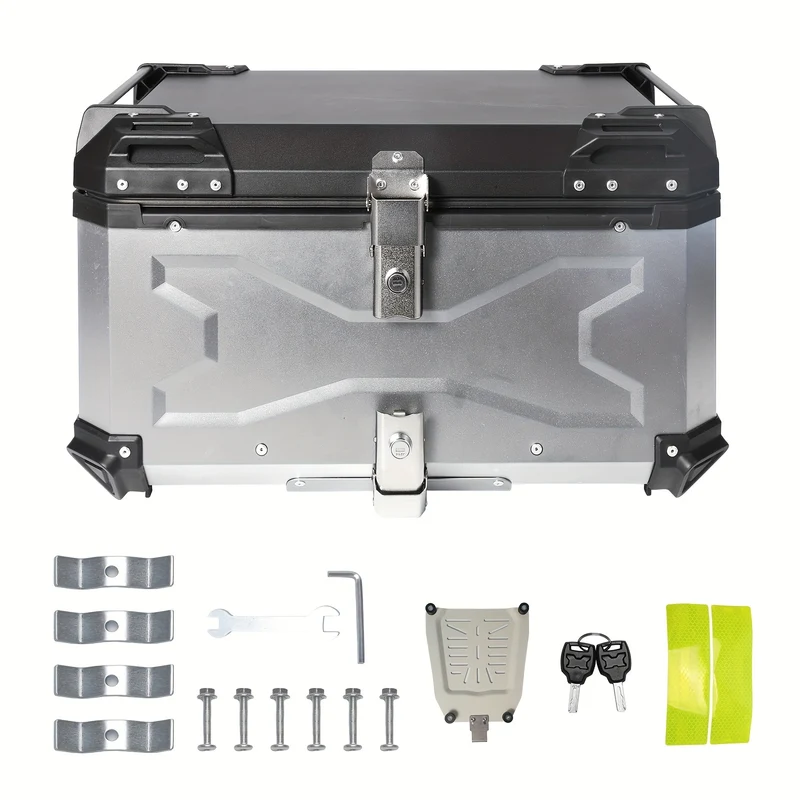 Motorbox – Motorkoffer – Topkoffer – Motorbagagekoffer – Helmopbergbox – Aluminium – 65 Liter – Waterdicht – Universele Montage