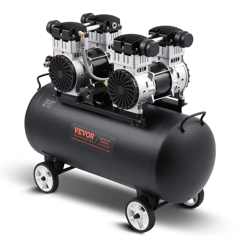 Luchtcompressor – Compressor – Pneumatische Compressor – Airpump – Compressor Machine – Zwarte Variant – Oli-vrije 3 kW Motor – 20 Gallon 90 PSI Reservoir
