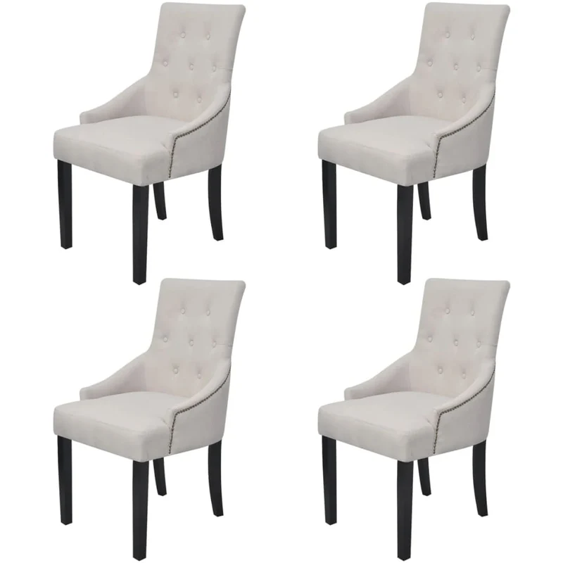 Eetkamerstoel – Eetkamerstoelen – Keukenstoel – Stoel – Kuipstoel – Set van 4 – Gestoffeerd met Armleuningen – Massief Houten Frame
