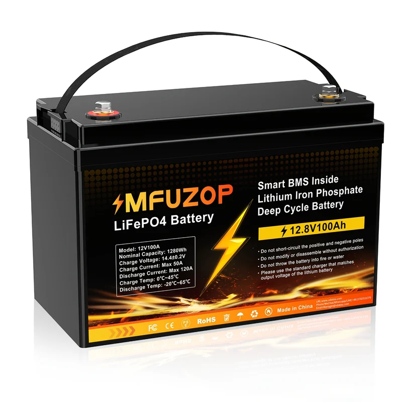 Lithium Accu – LiFePO4 Accu – Boot Accu – Camper Accu – Startaccu – Onderhoudsvrij – Diepe Ontlading – 12,8V 100Ah