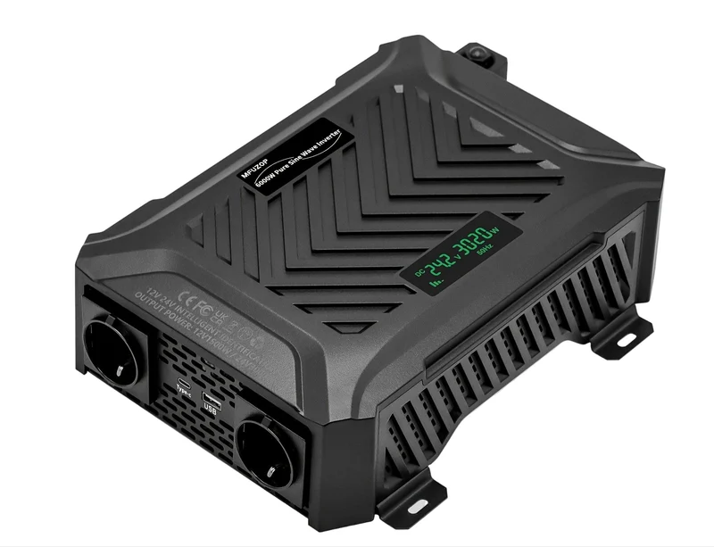 Zuivere Sinusgolf Omvormer – Spanningsomvormer – DC naar AC Converter – Stroomomzetter – Dual Voltage Inverter – 3000W Continu / 6000W Piekvermogen – Automatische 12V/24V Detectie
