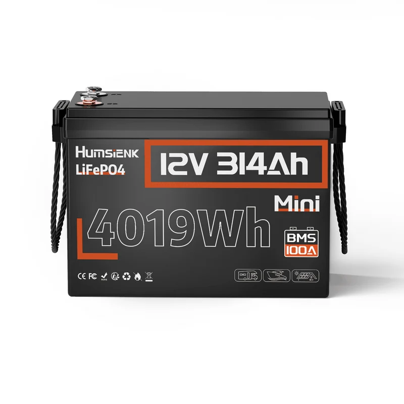 Lithium-Ion Accu – LiFePO4 Accu – Camper Accu – Caravan Accu – 12V - 314Ah - Zonne-energie Accu – Compact Mini Formaat – 15000+ Laadcycli & 10 Jaar Levensduur